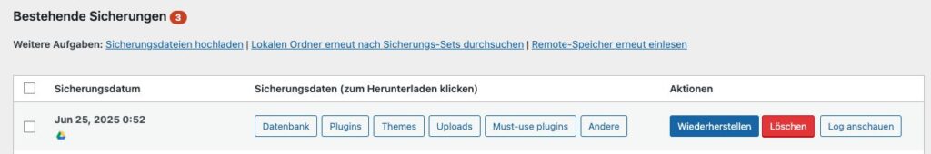 Bestehende Sicherungen