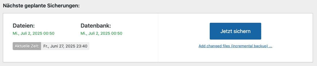 Naechste geplante Sicherung