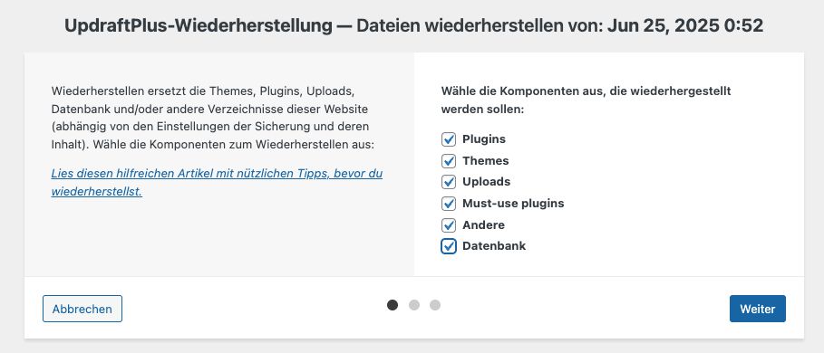 Wiederherstellung Schritt 1