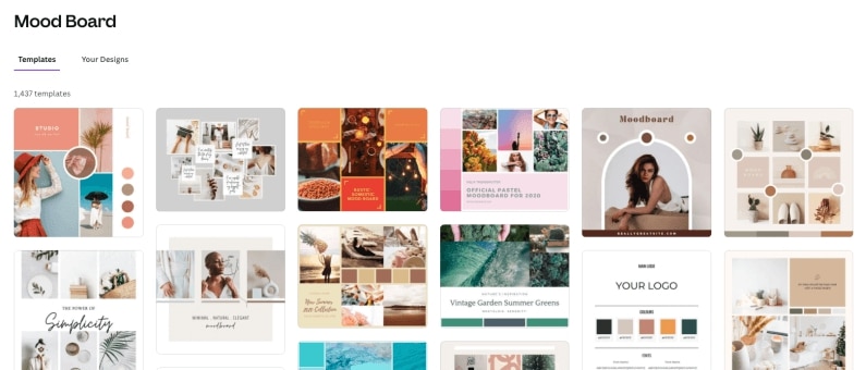 Mood Board für Website