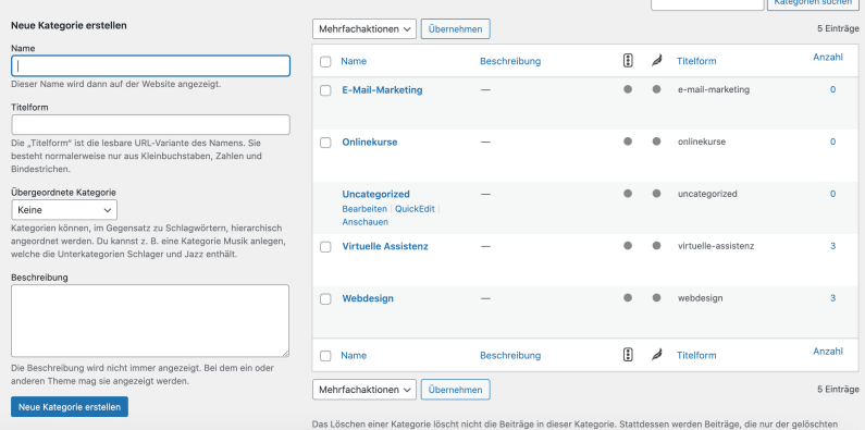 Blog Kategorien ausmisten - Frühjahrsputz Website