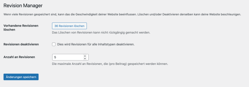 Frühjahrsputz Website - Revisionen entfernen