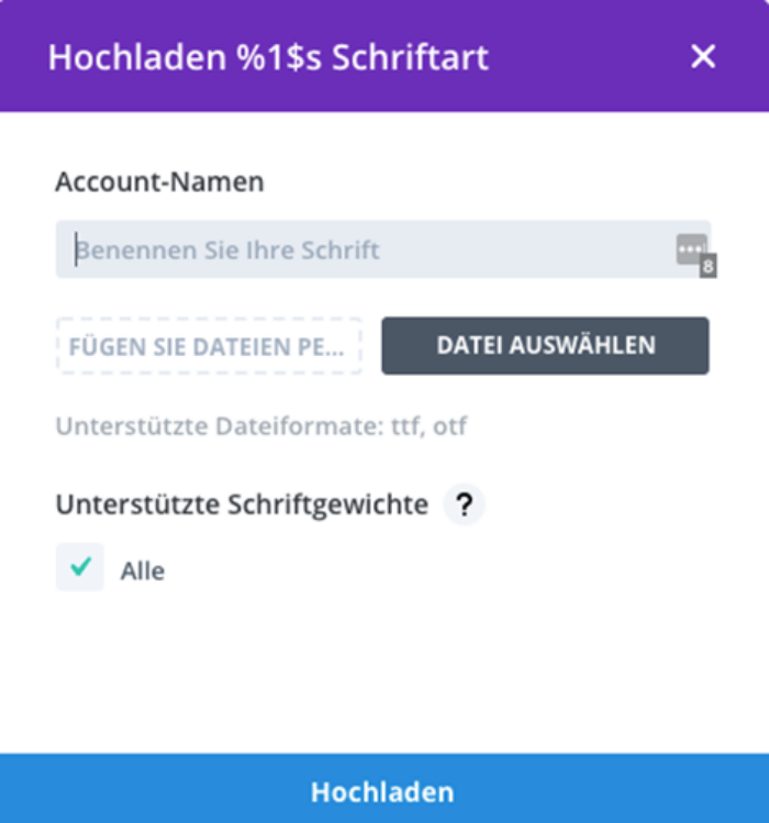 Schriftart hochladen