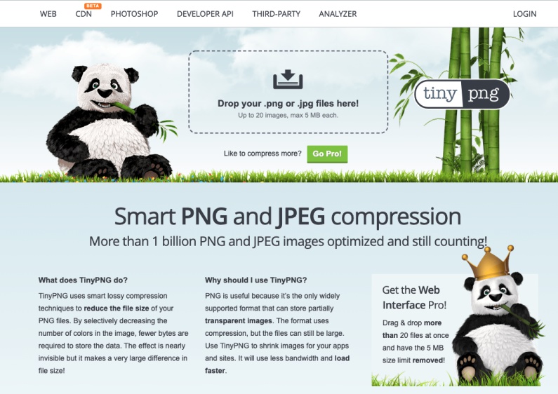 Bildoptimierung Website Tinypng
