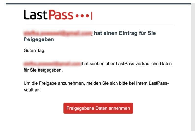 Lastpass Passwort freigeben