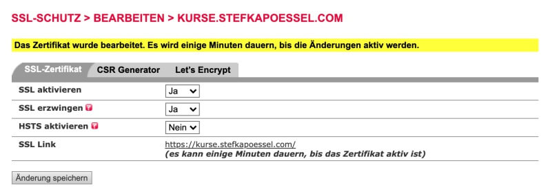 SSL erzwingen Einrichtung eines SSL-Zertifikats und dessen Fehlerbehebung