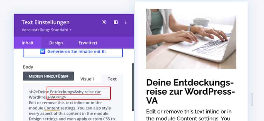 Soft Hyphen zur Silbentrennung