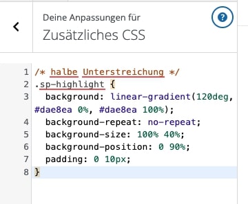 Screenshot vom benutzerdefinierten CSS
