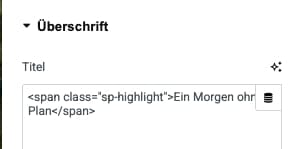 Beispiel halbe Unterstreichung im Elementor Builder (Überschriften Modul)