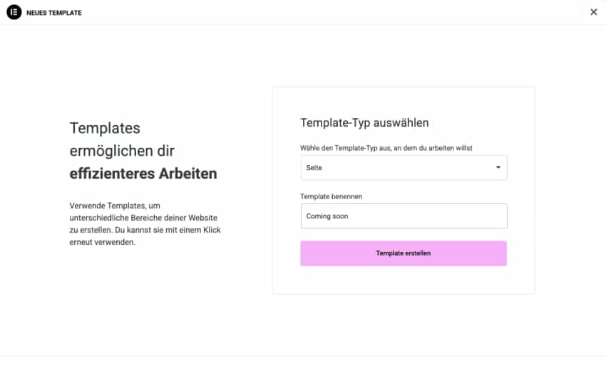 Neues Template hinzufuegen Elementor Pro